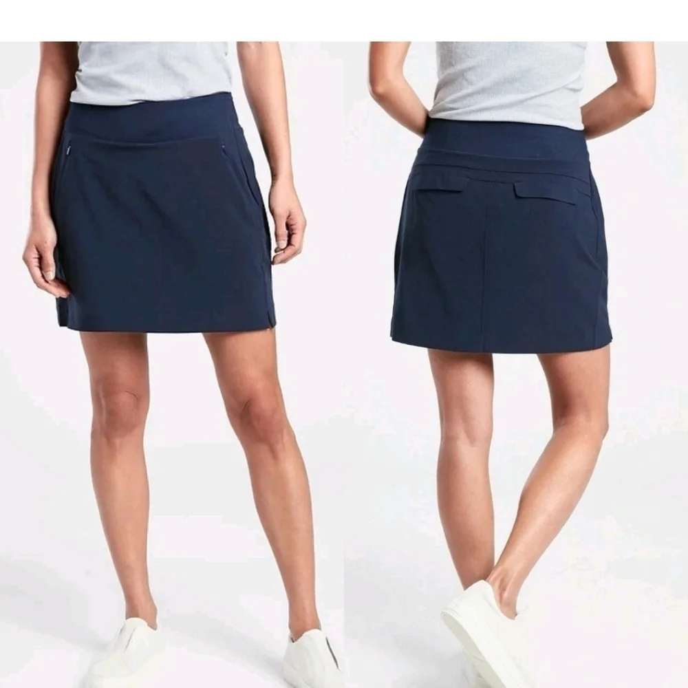Athleta Womens Black Soho Skort Size 8 Secure Pockets Zip Skirt Casual